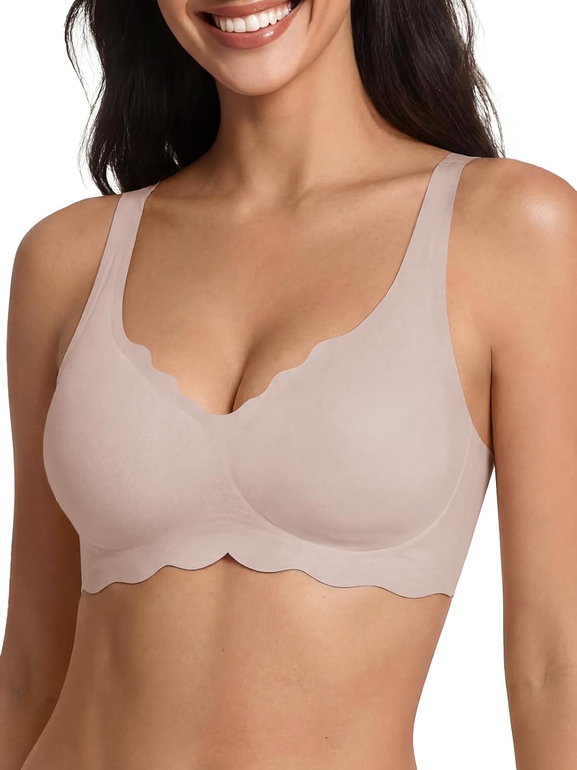 Tankaneo Womens Wireless Jelly Bras No Underwire Soft Bralette Comfortable Full Coverage Seamless T Shirt Bra