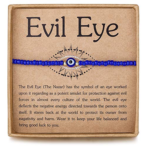 Evil Eye Friendship BFF Bracelet Blue Blass Tiny Beads Adjustable Good Luck Ojo Protection Nazar Bracelets for Women Men