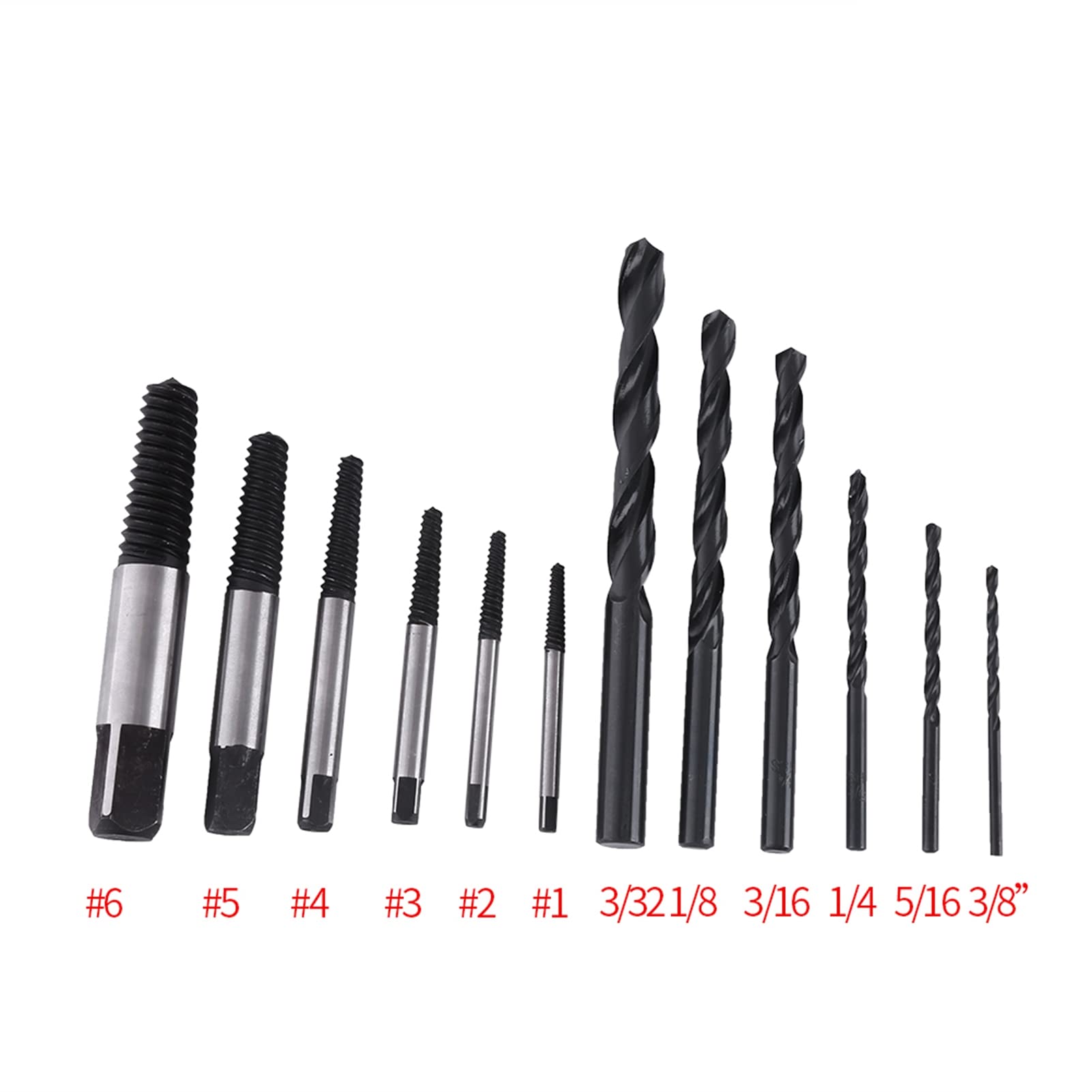 Juego de 12 extractores de tornillos y pernos, kit de extractor de pernos, herramienta de extracción de tornillos pelados, extractor de tuercas rotas para tornillos dañados, espárragos y pernos oxid
