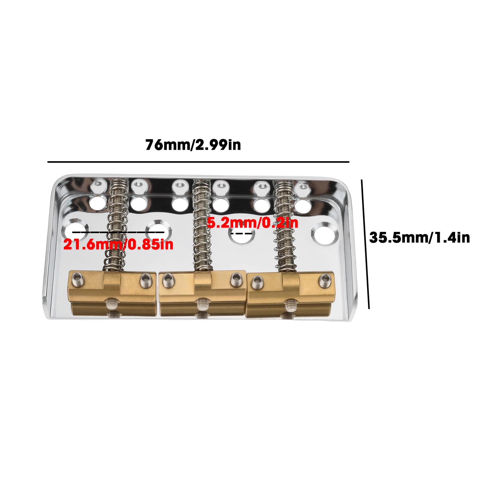 Briny River Short Guitar Bridge Brass Compensated Saddles Compatible with Telecaster Guitar Silver - Image 4