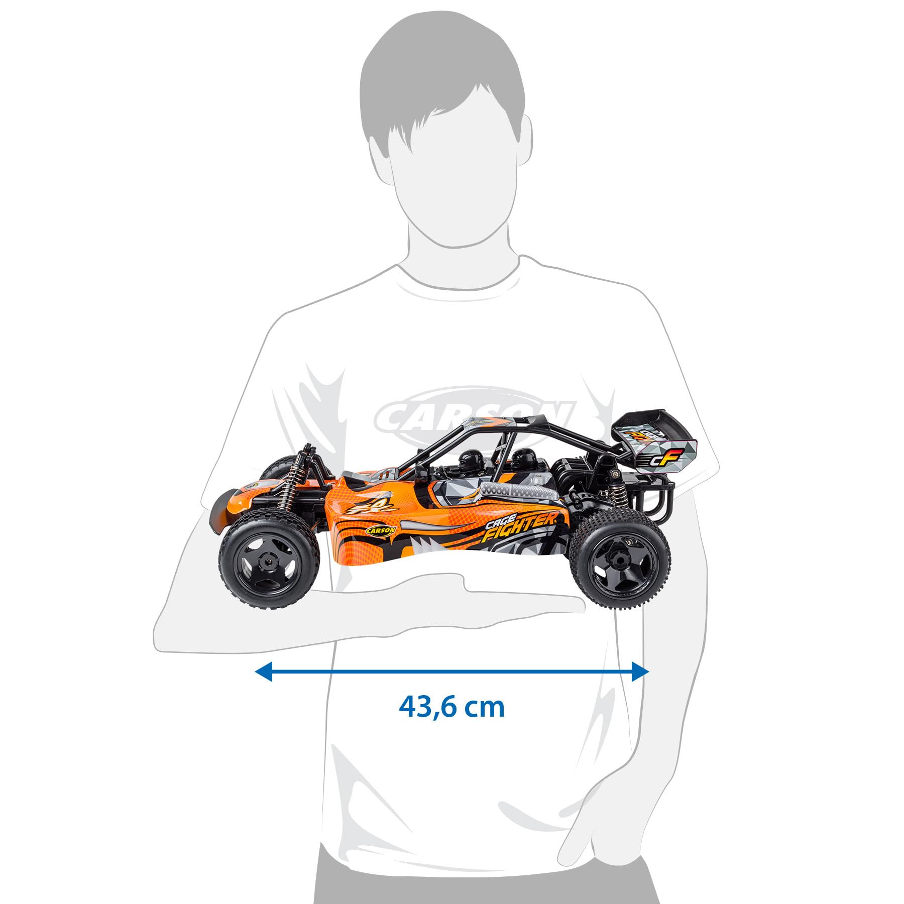 Carson 1:10 Cage Fighter 2,4 GHz 100% RTR orange – pojazd RC, pojazd, zdalnie sterowany samochód, 100% kompletny zestaw, zabawka dla dzieci, 20 km/h