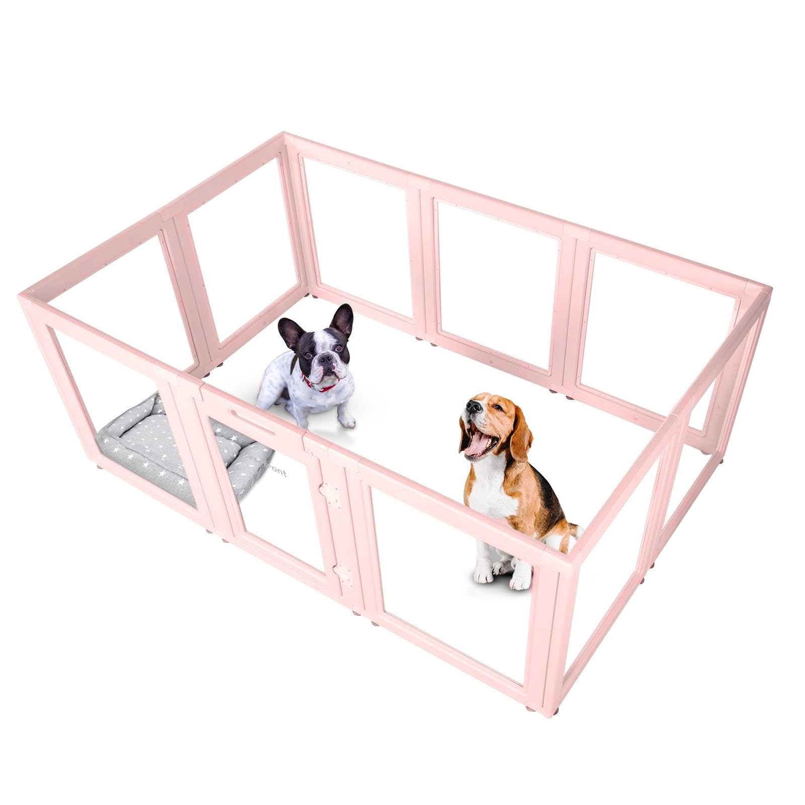 EVERFRONT Clear Acrylic Dog Playpen - Clear Dog Play Pen - Easy Assemble Acrylic Dog Playpen - Puppy Playpen, Cat Playpen, Small Animal Playpen, Dog Play Pen Indoors