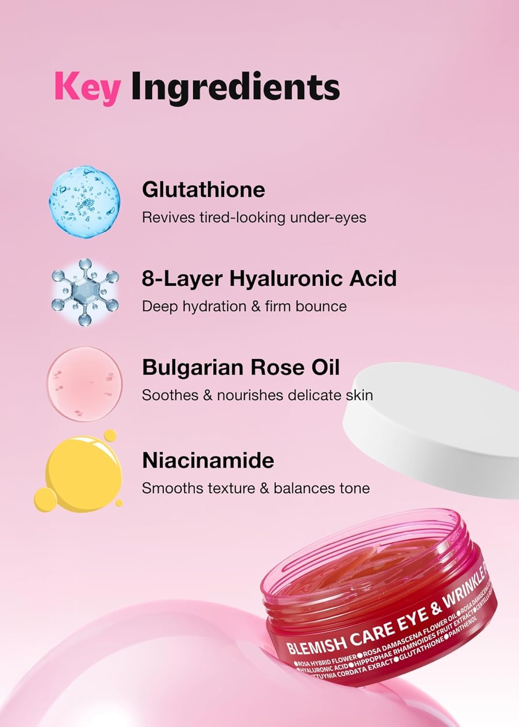 ISOI Blemish Care Under Eye Patch, patch contorno occhi per occhiaie, gonfiore e rughe, maschere occhi in gel idratante con acido ialuronico e olio di rosa bulgara (Rosso, 90 pezzi, 3,17 oz)