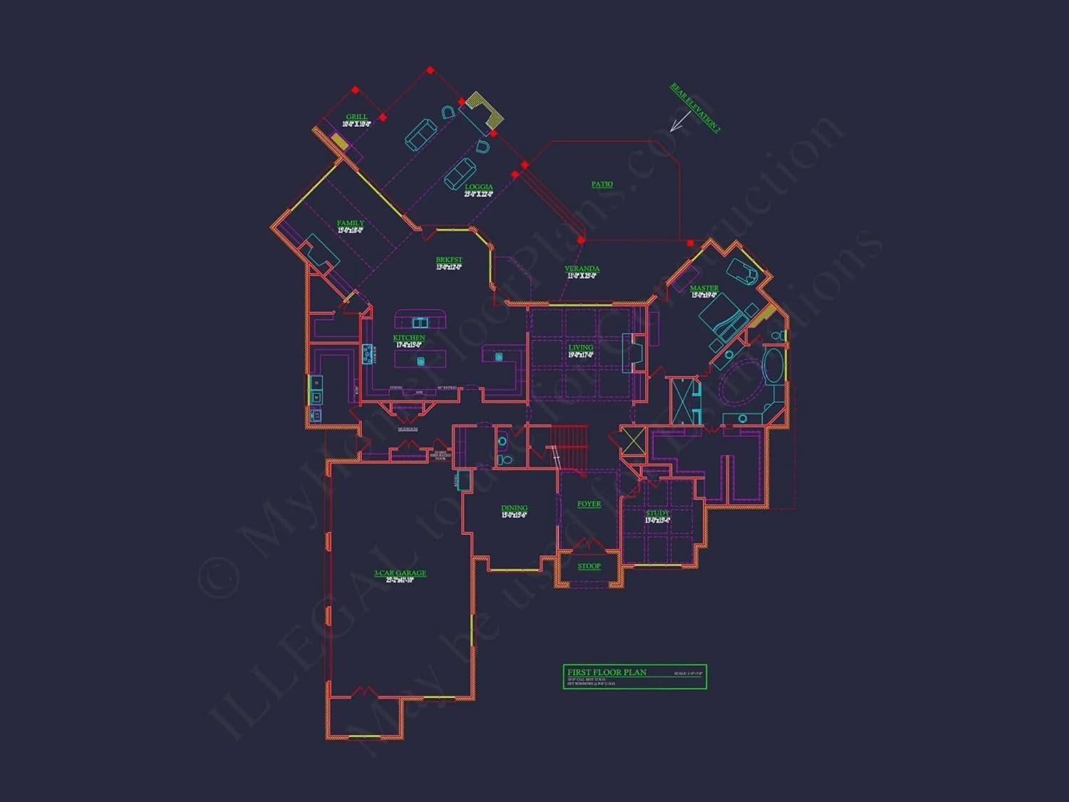 9-1860 House Plan -French Provincial House Plan - 5-Bed, 5-Bath, 6,515 SF