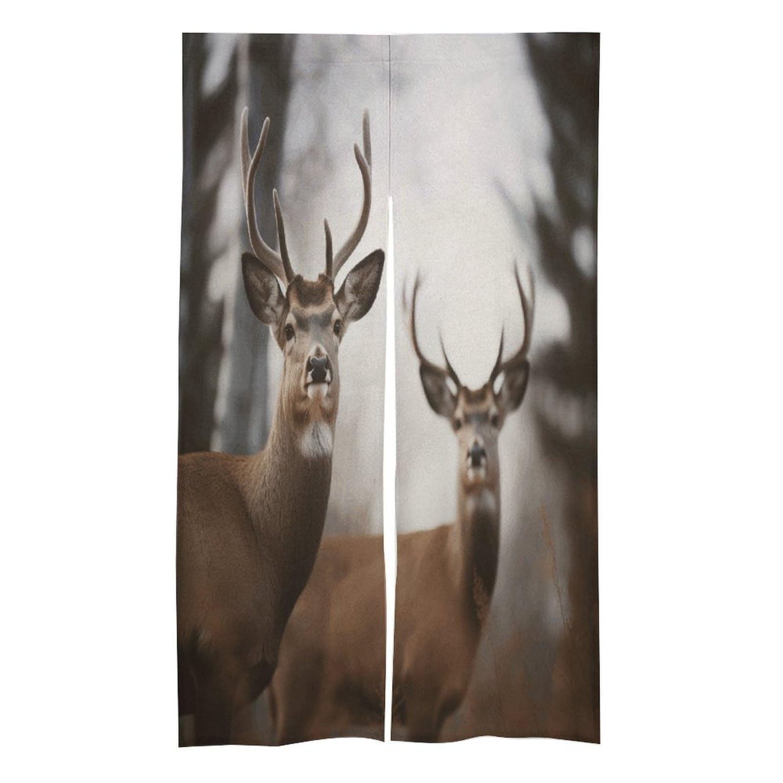 FekiLoot Deer Door Curtain for Doorway Privacy French Style Theme Blackout Curtain Splice Thermal Insulated Door Cover Rustic Room Divider Home Decoration 17W X 57L in