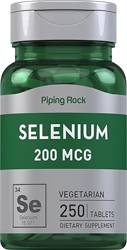 Piping Rock Selenio 200mcg | 250 tabletas | Vegetariano, sin OMG y sin gluten Suppleemnt