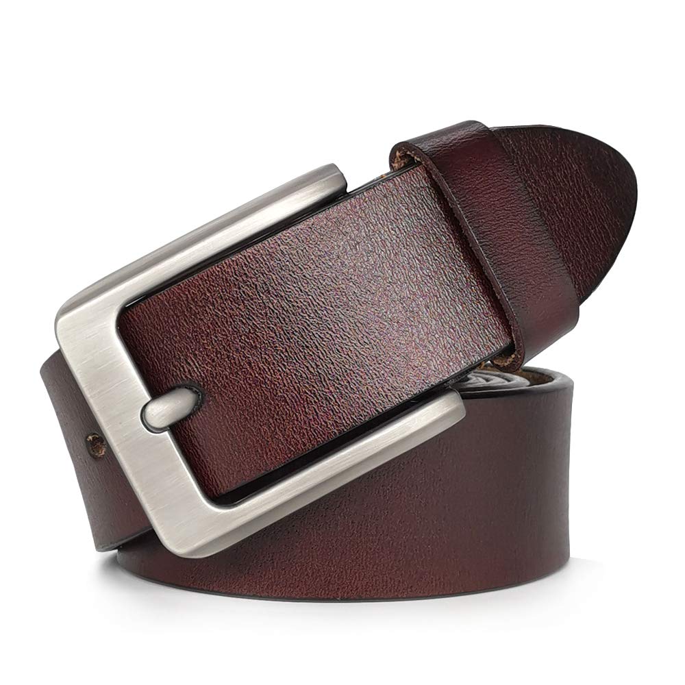 Jinghao Men's Coffee Fashion Leather Belt Classic Casual Belts For Jeans Black Brown Big Tall Size 28"-64" A9 (6Xl 52"-54" Length 145Cm, )