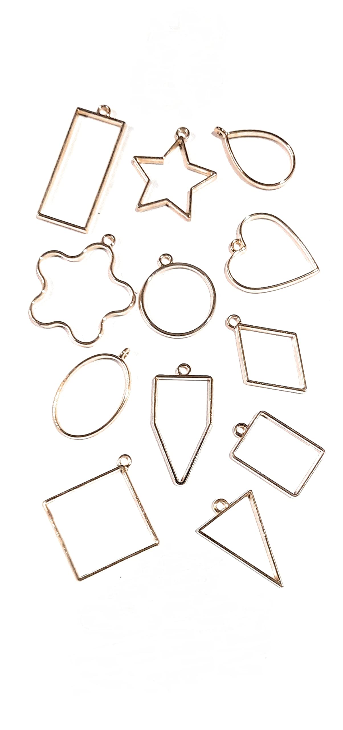 Ditya Crafts Metal Jewelry Mould for Resin Set of 10 Piece for DIY Jewellery, Earrings, Keychains Pendant Mould Arts Craft Making (Golden)-image-44