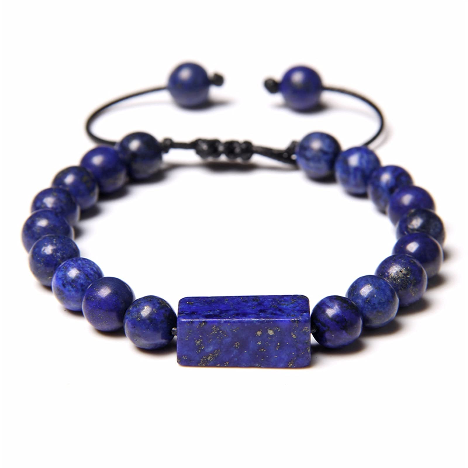 Naturstein-Armband, handgefertigt, geflochtene Armbänder, Herren, natürliches Lapislazuli-Stein, Perlenarmband für Frauen, Minimalismus, Verstellbarer gewebter Seil-Schmuck, Armband-Schmuck