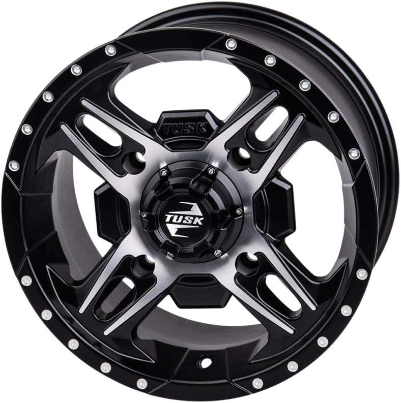 TUSK 4/137 Beartooth Wheel 12x7 5.0 + 2.0 Machined/Black for Kawasaki Mule SX 400 2017-2025