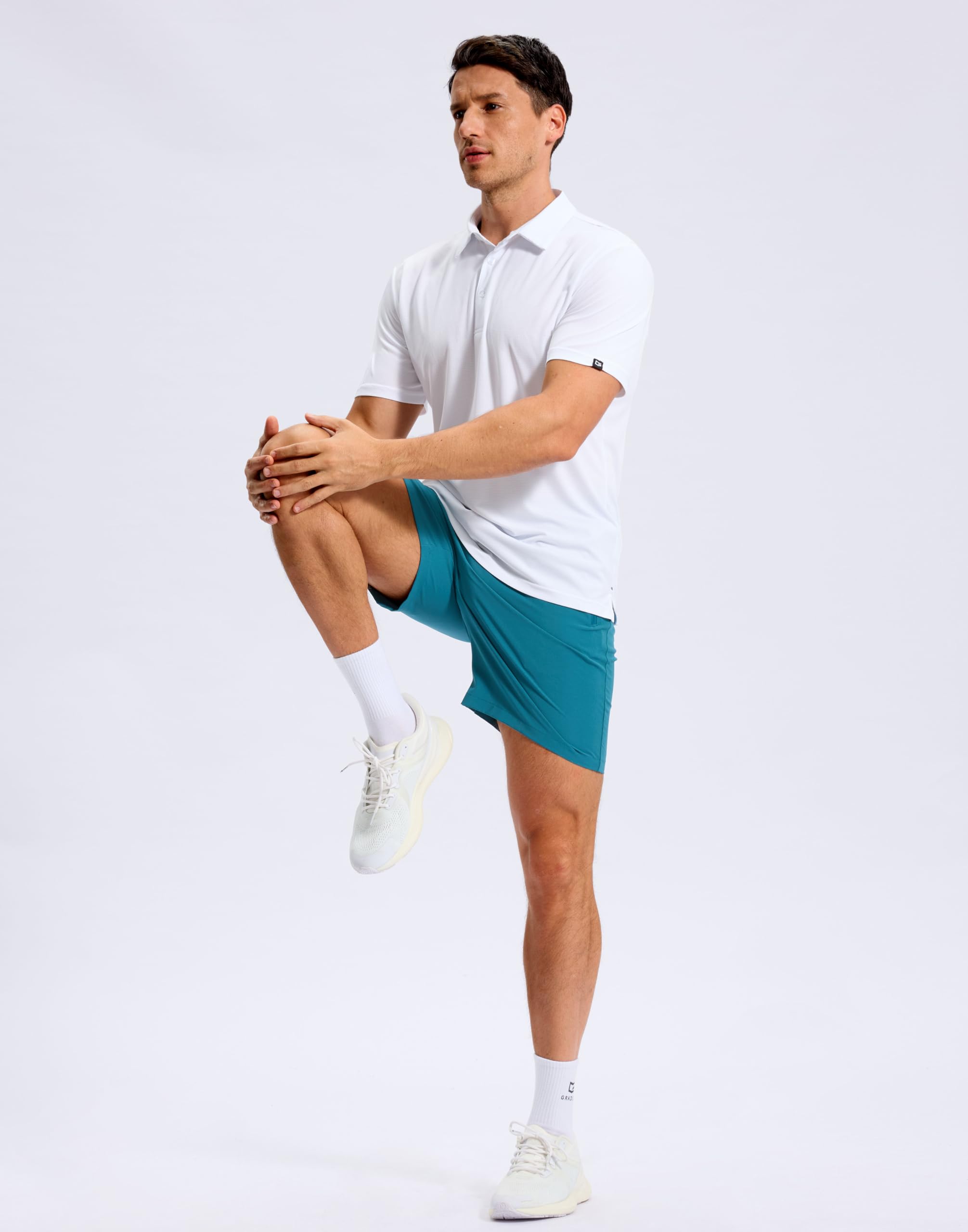 Mens Golf Shirt Grid Lightweight Short Sleeve Dry Fit Moisture Wicking Performance Athletic Collared Polo Shirts for Men — view 6