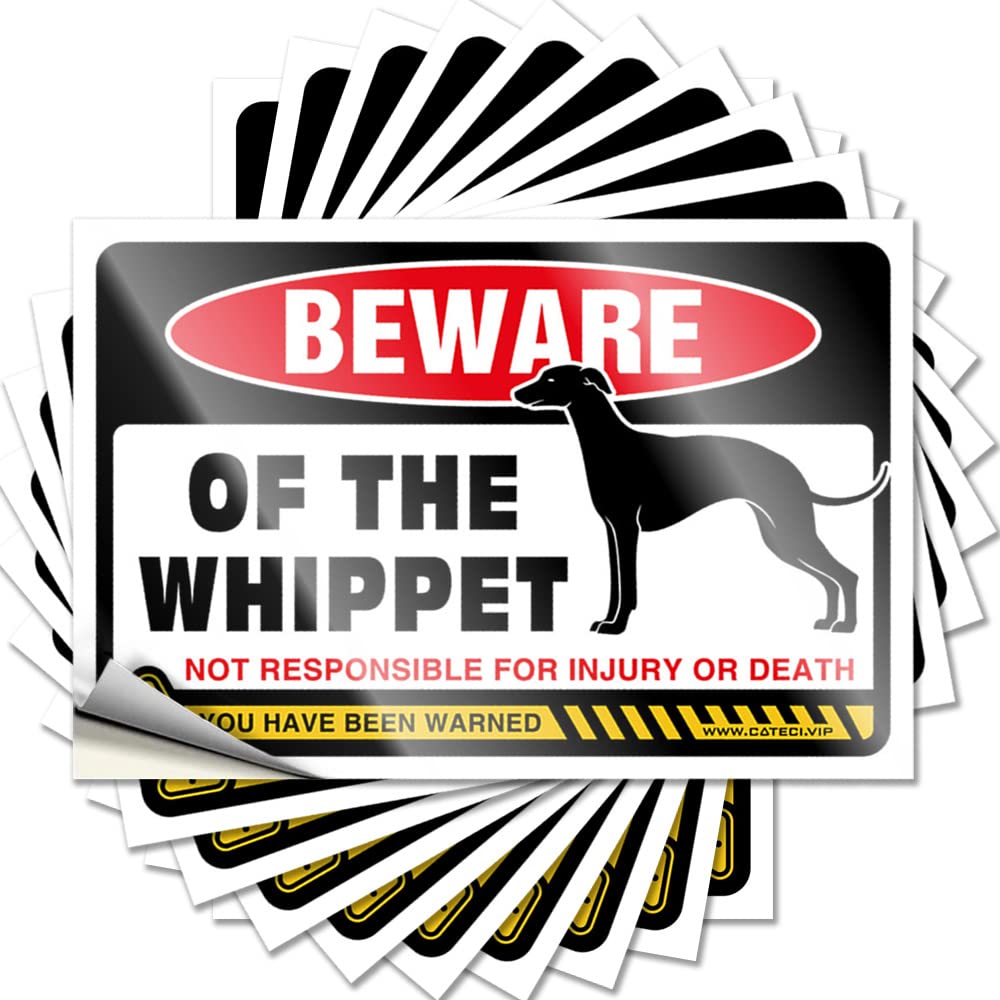 Beware of Whippet Lettering Sticker Funny House Decor Self Adhesive | Personalized Laptop Vinyl Sticker Pack for Long(6X9CM)