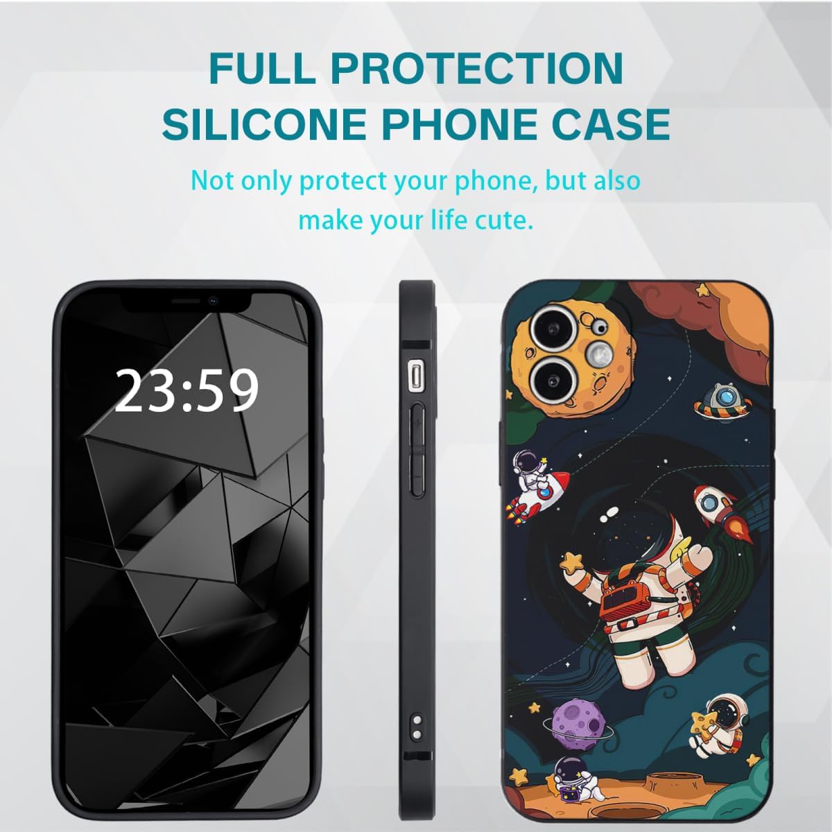 Compatible with iPhone 11 Case for Boys Girls Cute Cartoon Astronaut Rocket Design Aesthetic Shockproof Designer Cool Phone Case for iPhone 11 - Image 3