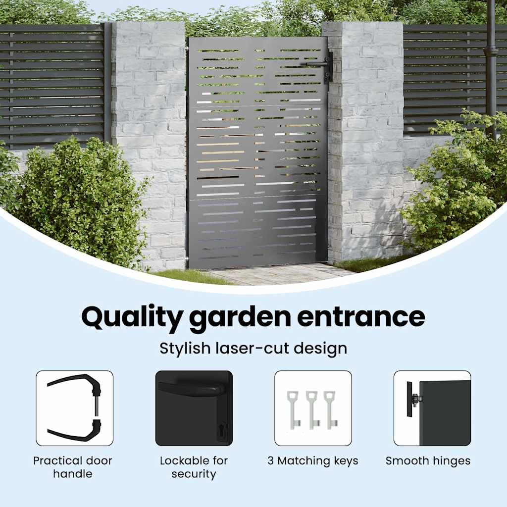 vidaXL Gartentor Schwarz 85 x 150 cm Pulverbeschichteter Stahl, Moderner Garten- und Terrassentor, rechteckig, robust, sicherer Eingang, minimalistisches Design, pulverbeschichtet