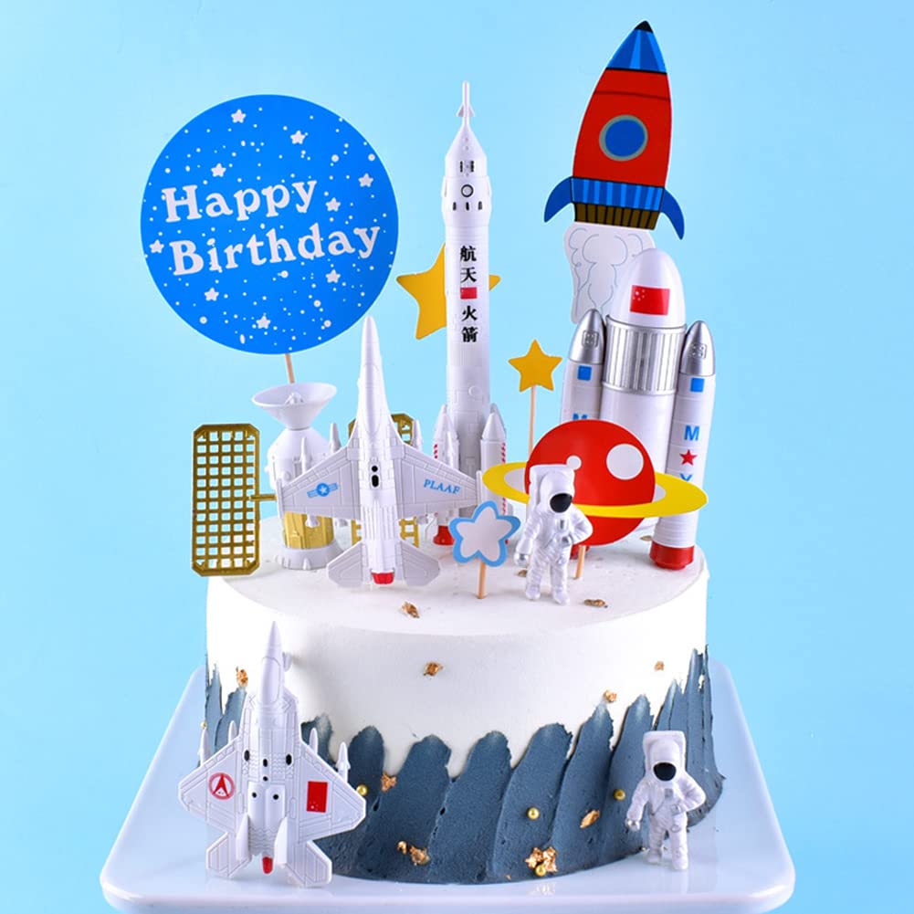 Décoration Gâteau Astronaute 29 Pièces - Thème Espace Avec Fusée Et Planètes - Pour Anniversaires Enfants
