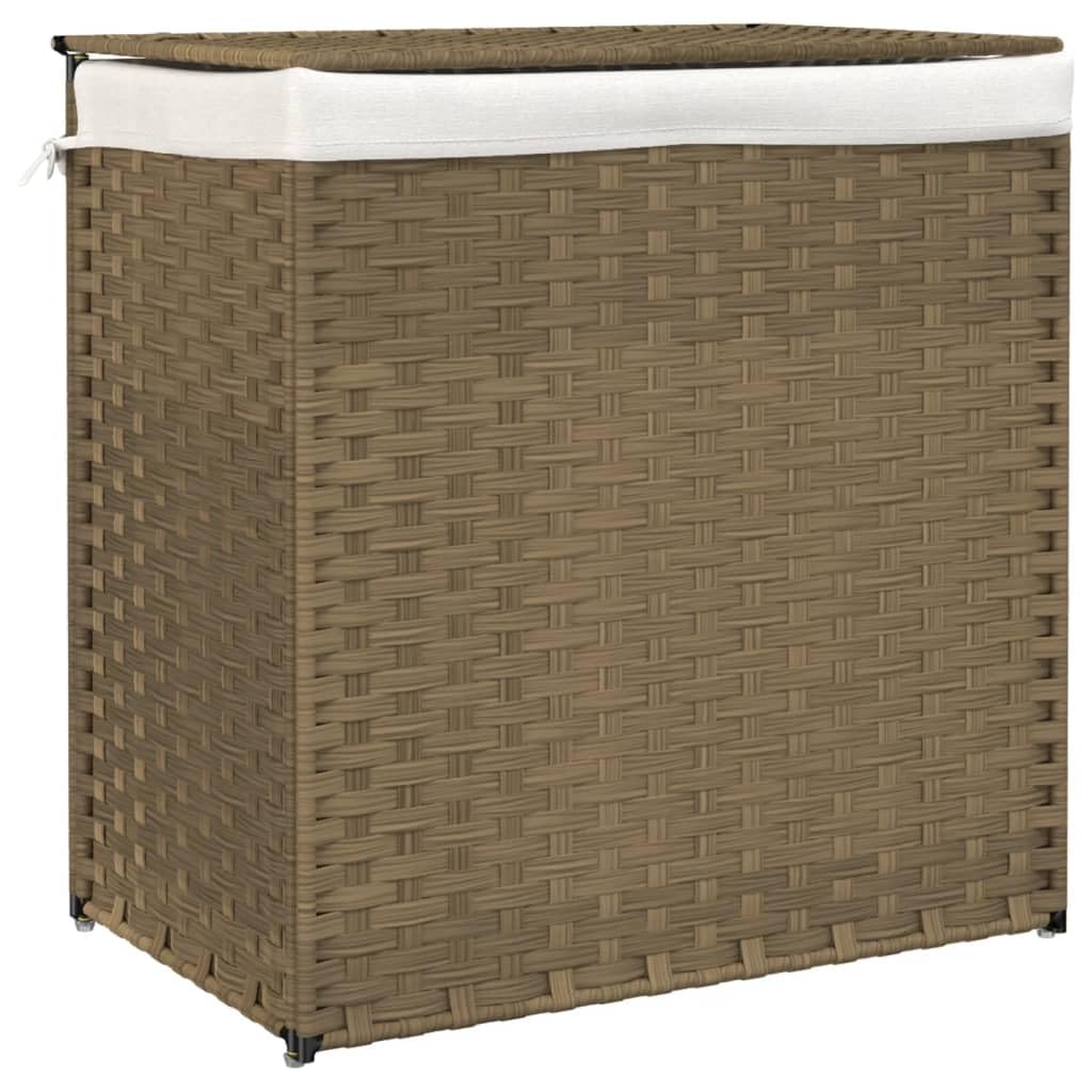 Kosz na pranie z 2 półkami 53 x 35 x 57 cm polirattanowy