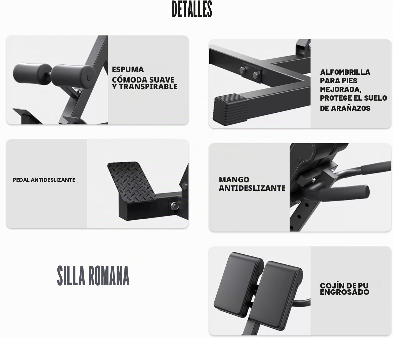 Fitness Silla Romana Hyperextension con Extensión: 5 - Inclinación ajustable en el nivel, entrenamientos de espalda/ab/glute, capacidad 150kg Equipo de gimnasio en casa