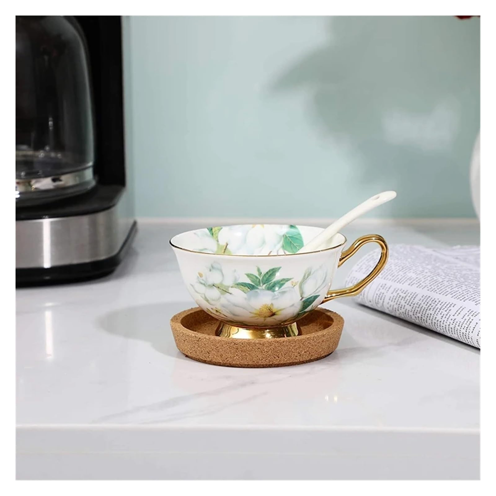 Lot de 5 Dessous de Verre en liège compatibles avec Les sous-Verres à Boissons, résistants à la Chaleur, sous-Verres Ronds naturels réutilisables compatibles avec Les Restaurants et Les Bars.