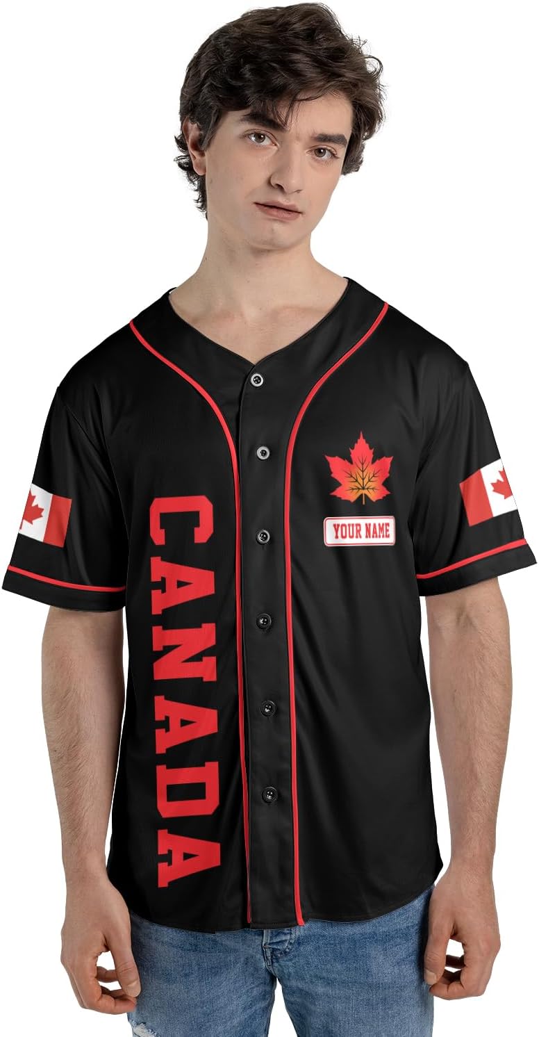 Personalized Canada Baseball Jersey Shirt Canada Pride Flag Canadian Maple Leaf Jersey Soccer for Men and Women