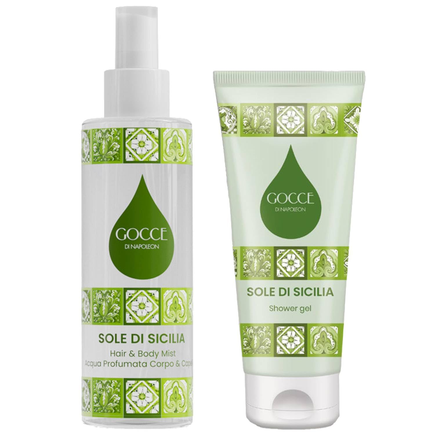 Gocce Di Napoleon Sole Di Sicilia Confezione Regalo Donna Acqua Profumata Corpo e Capelli 200 Ml e Gel Doccia 150 Ml