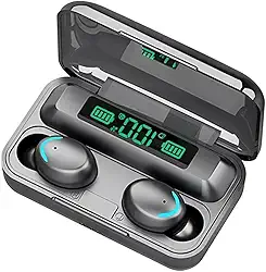 Fone de Ouvido F9-5 Bluetooth 5.3 TWS com Power Bank - Tela LCD Digital, Som Imersivo e Resistente à Água - Redução de ruído