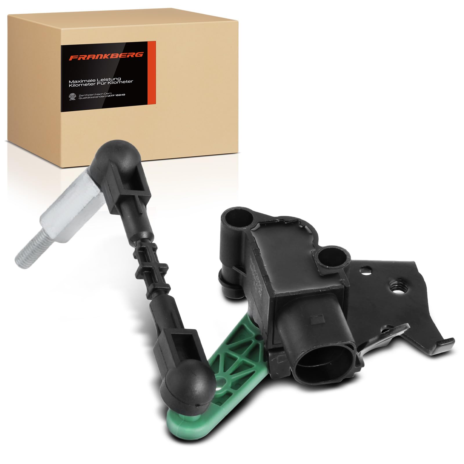 Frankberg Sensore di livello delle sospensioni pneumatiche con leveraggio | 4H0941285G; Compatibile con: A6 4G2 4GC ,A7 Sportback 4GA 4GF ,A8 4H2 4H8 4HC 4HL ,A6 Allroad 4GH 4GJ ,A6 Avant 4G5 4GD