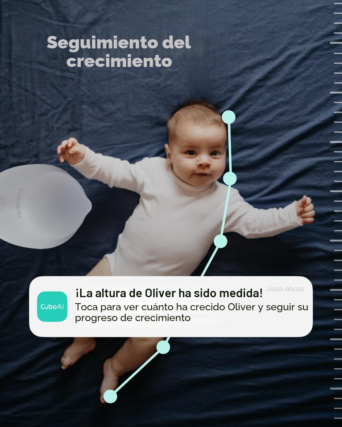 CüboAi CuboAi Smart Baby Monitor 3 with Floor Stand, 2.5K QHD Night Vision WiFi Camera, 2-Way Audio, Temperature & Humidity Sensor, Lullabies, Sleep Safety Alerts for Covered Face, App Control
