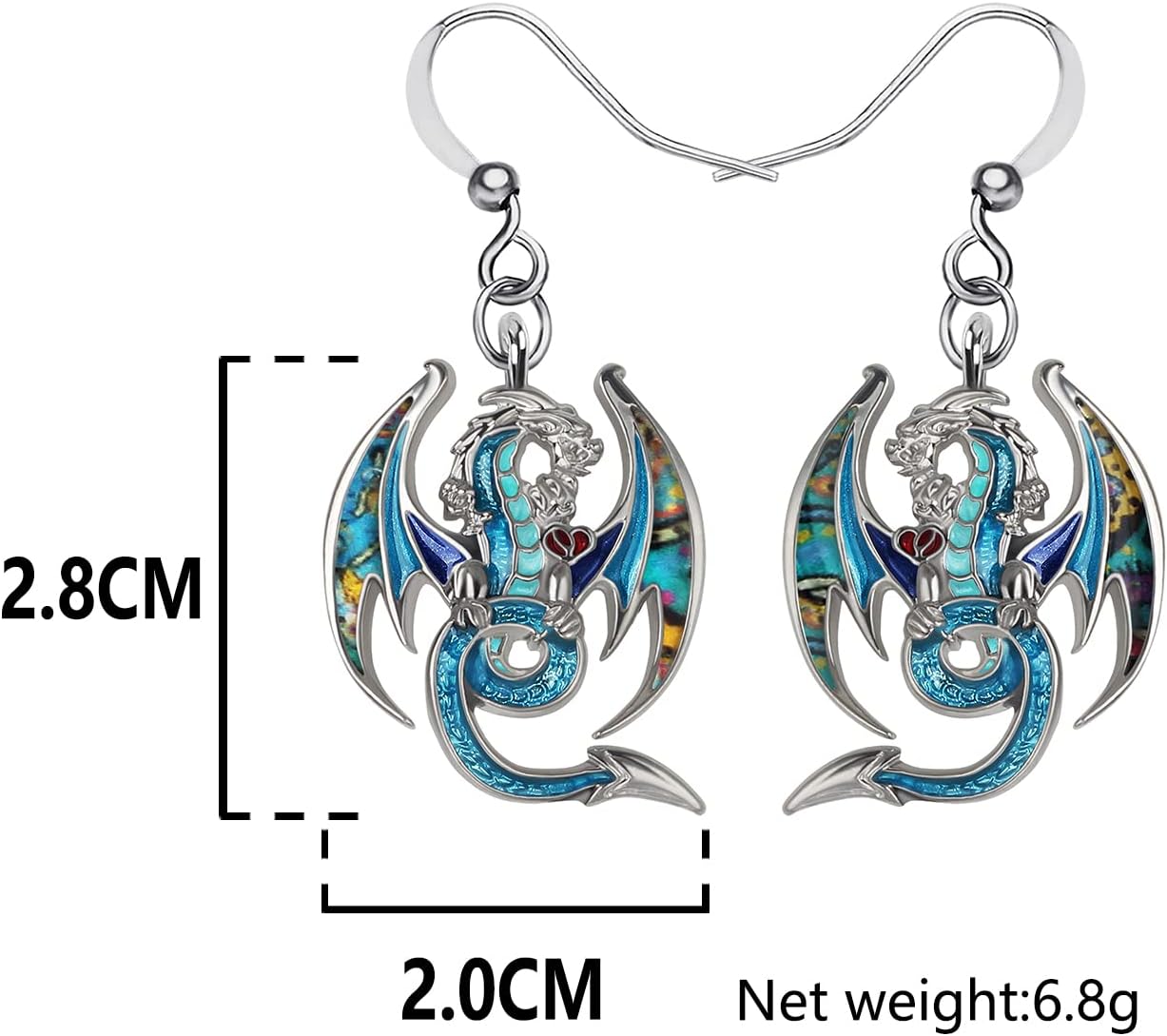 BONSNY Enamel Fantasy Colorful Dragon Dinosaur Earrings for Women Jewelry Novelty Funny Charms Original Design - Image 6