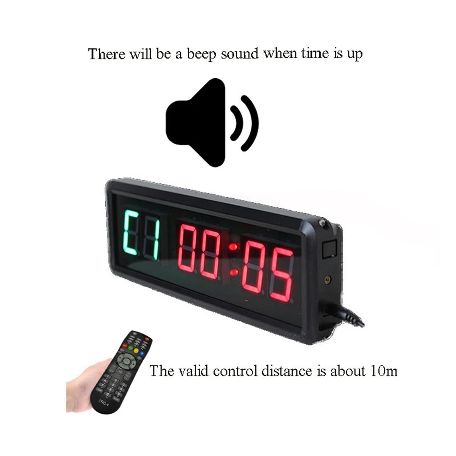 Minuteur de fitness LED avec télécommande, affichage 6 chiffres vert et rouge de 1,5 pouce, chronomètre à compte à rebours par intervalles Modes multiples(Purple)