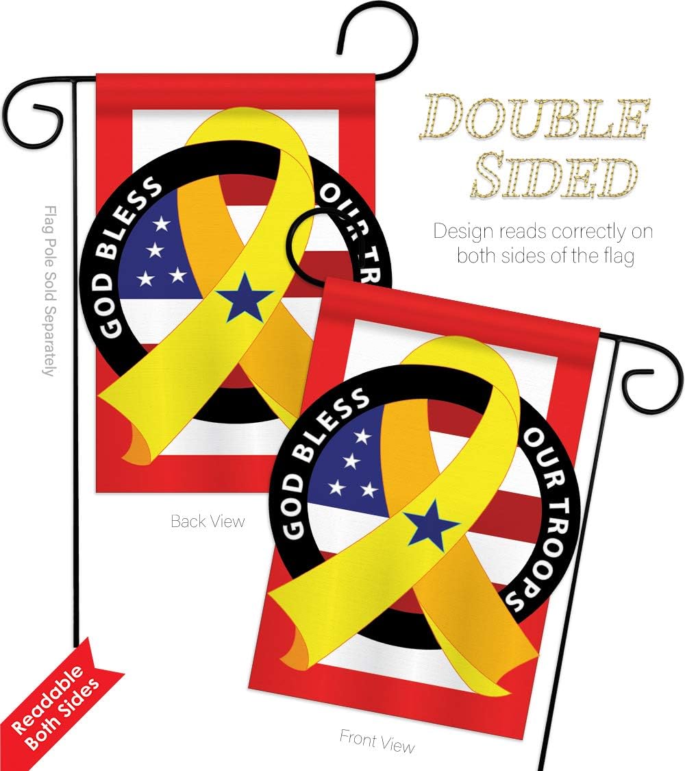 Star and Stripes God Bless Our Troops Garden Flag Set Wall Hanger Patriotic Patriotism Independence Memorial United State American Official Small Gift Yard House Banner Double-Sided Imported 13 X 18.5