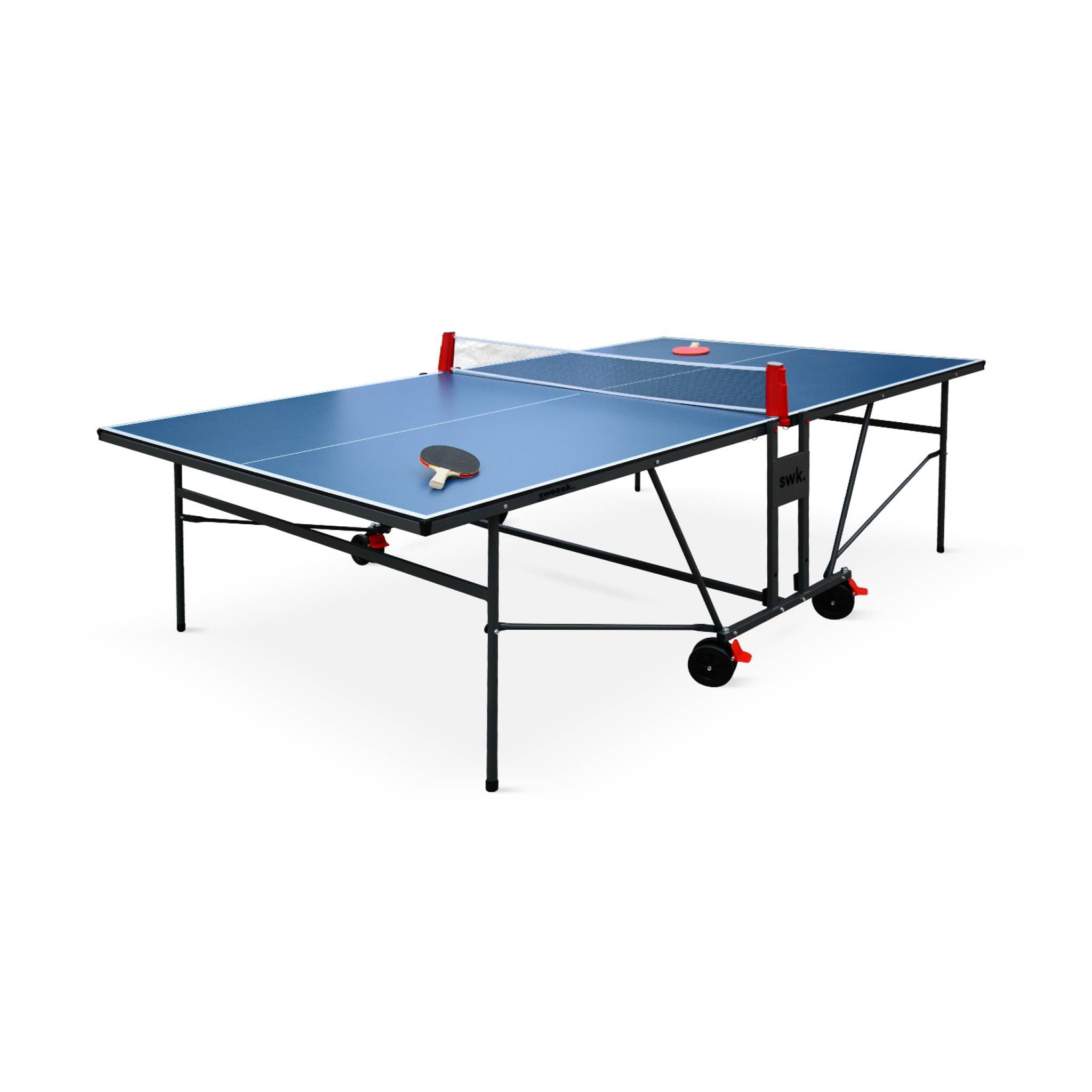 Table de ping Pong Indoor, avec 2 Raquettes et 3 balles, Utilisation intérieure + Housse en PVC