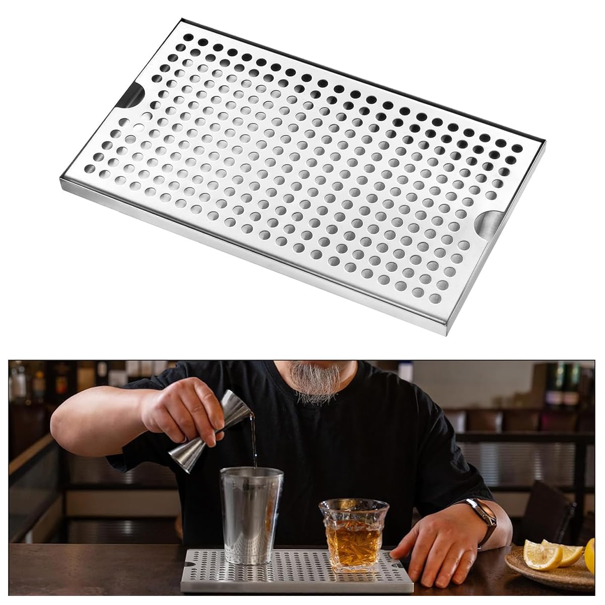 Ubric Vaschetta raccogligocce in Acciaio Inox 304 e Coperchio Rimovibile per Bar, Ristorante, caffè
