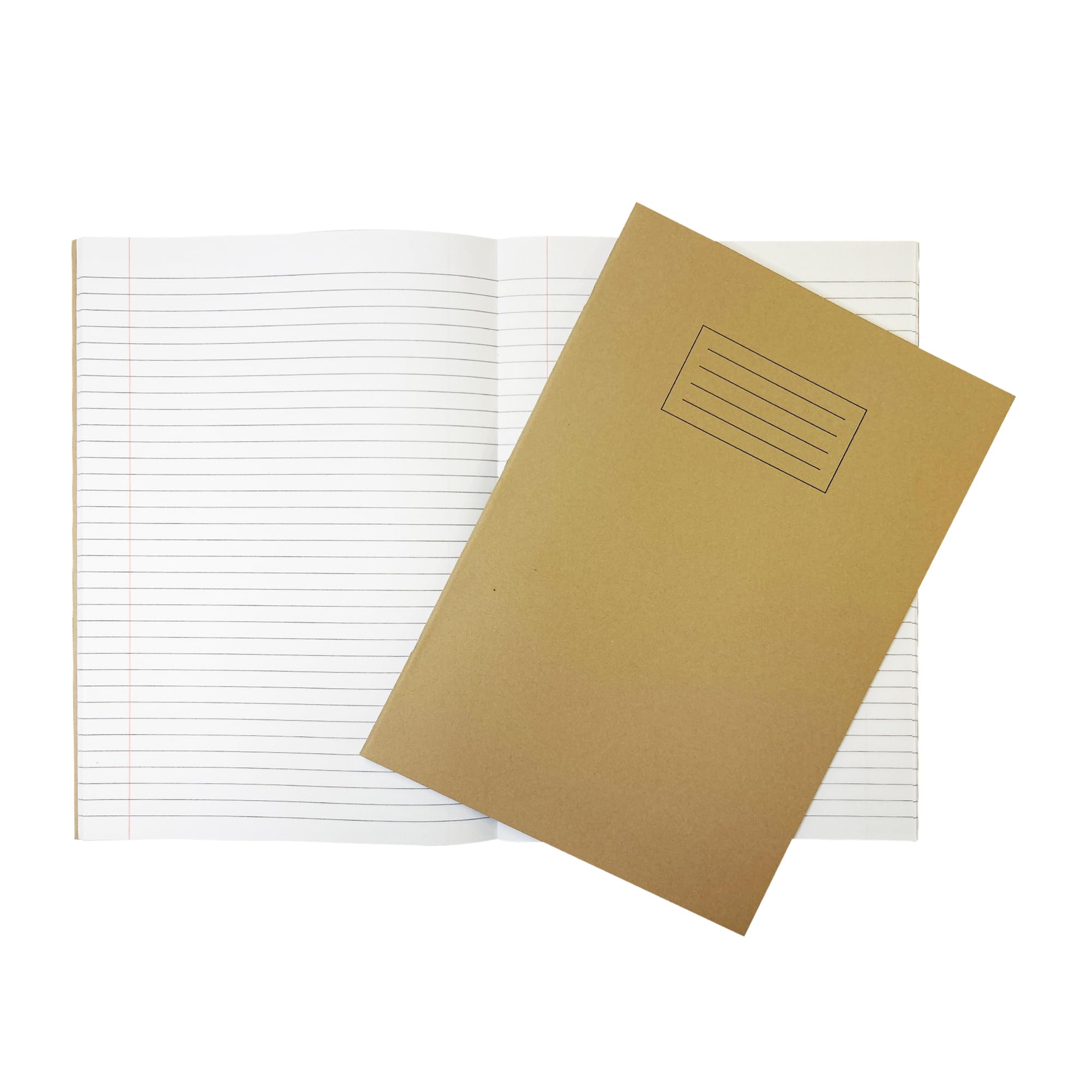 Janrax Pack of 10 A4 Buff 80 Page Feint Ruled with Margin Exercise Books WF Paper with 225gsm Manilla Cover