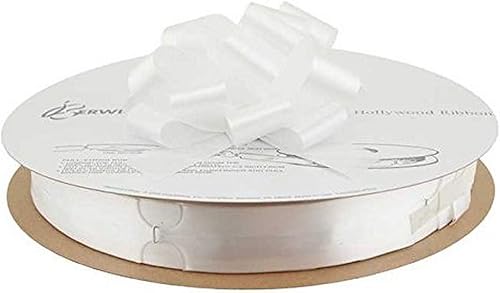 Berwick Offray The Perfect Bow Pull Ribbon, tamaño acabado de 8 pulgadas con 20 bucles, color blanco, 50 piezas