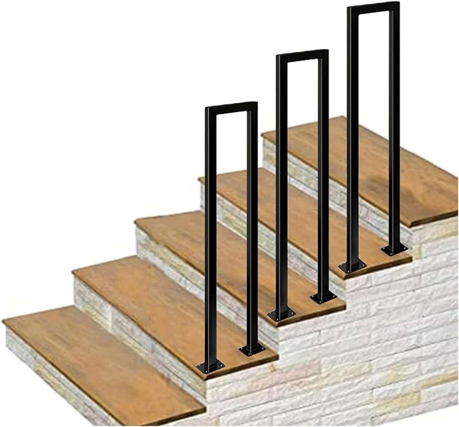 U-Shaped Stairs Handrail, Outdoor Indoor Wrought Iron Hand Rail Guardrail, 1.1/1.5/1.8/2.1/2.5/2.8/3.1/3.3ft Stair Railing Outdoor, for Stairs Villa, Garden, Loft Support Bar(35CM/1.1FT)