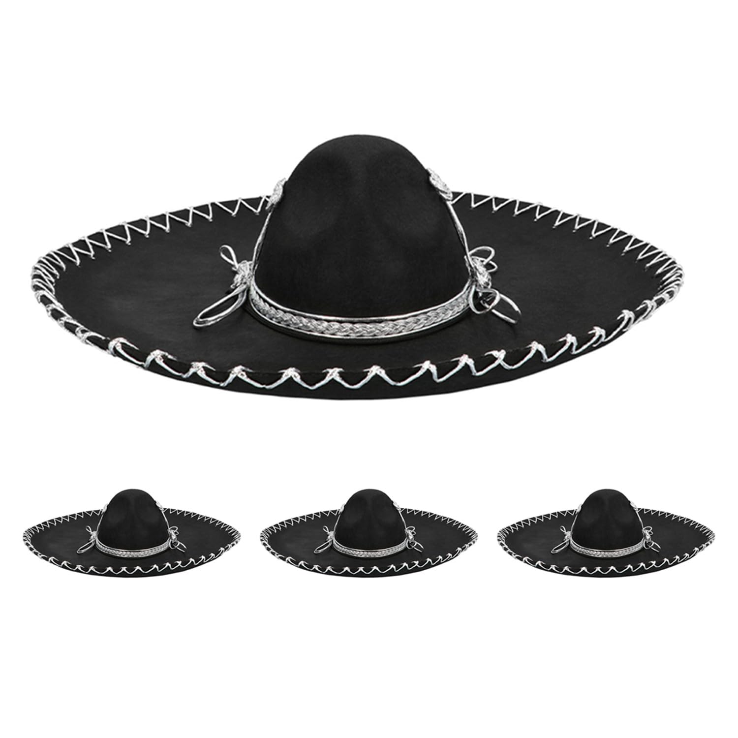 Boland - Adult Sombrero Set of 4 Mexican Hat for Costumes, Carnival, Theme Party, Headwear