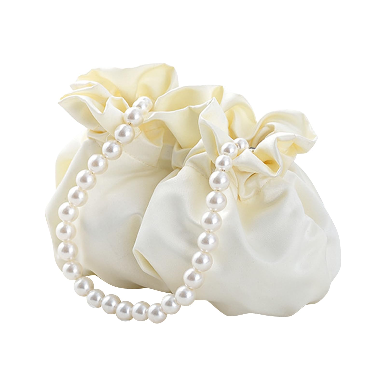 JAMBHALA Small Wristlet Purses Mini Bucket Bag Women Hobo Bag with Faux Pearl Chain