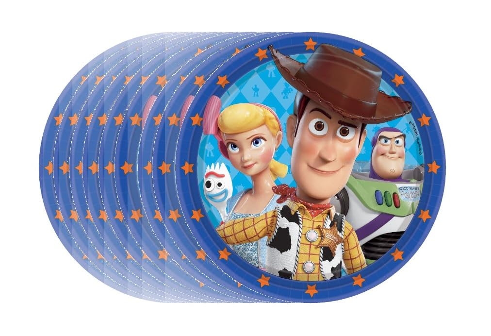 Amscan Toy Story Pappteller, rund, 10,2 cm, Blau, 2,7 m, 8 Stück