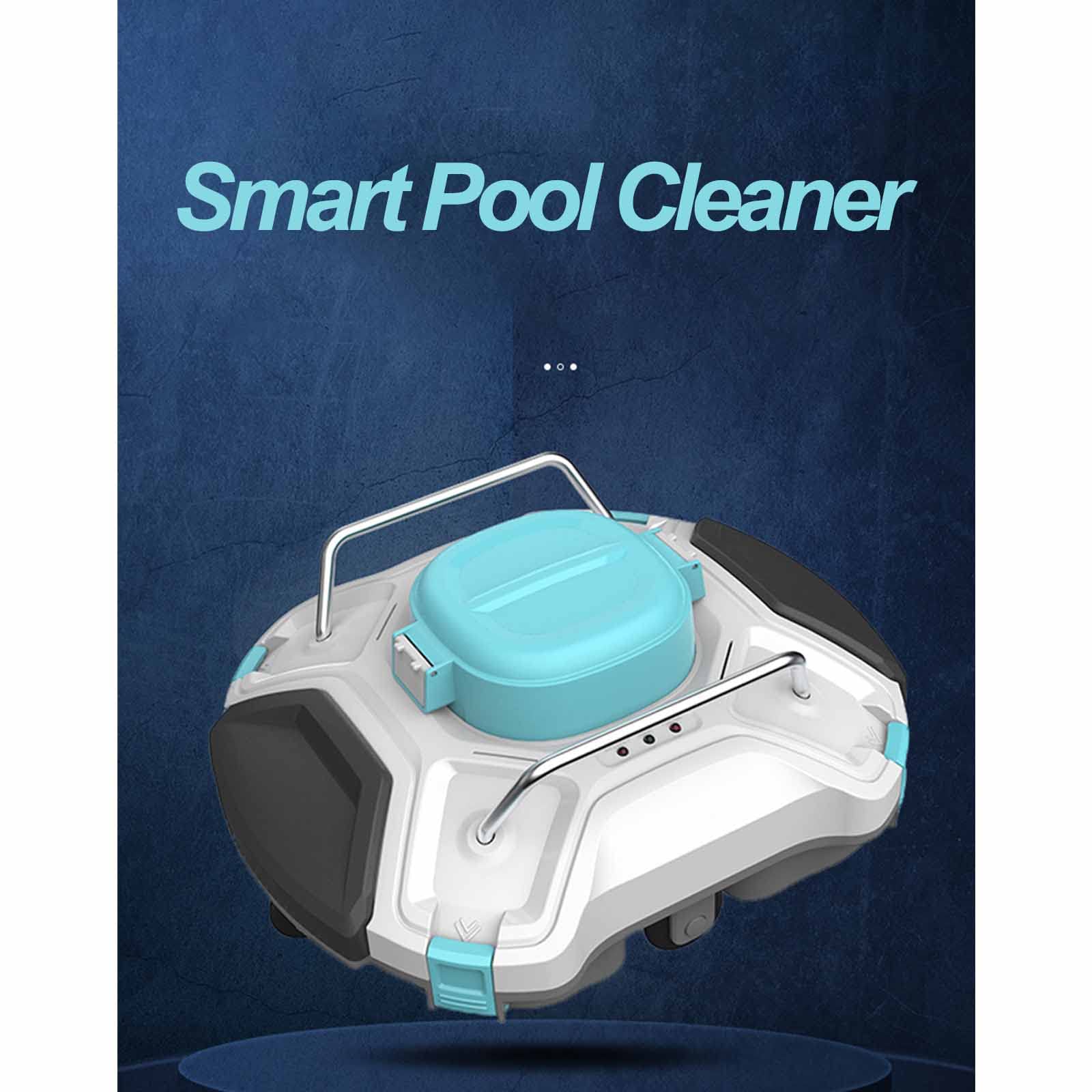 Pulitore Automatico per Piscina Senza Fili, Forte aspirazione con Doppio Motore, pulitore robotizzato per Piscina Leggero e con aggancio Automatico,White