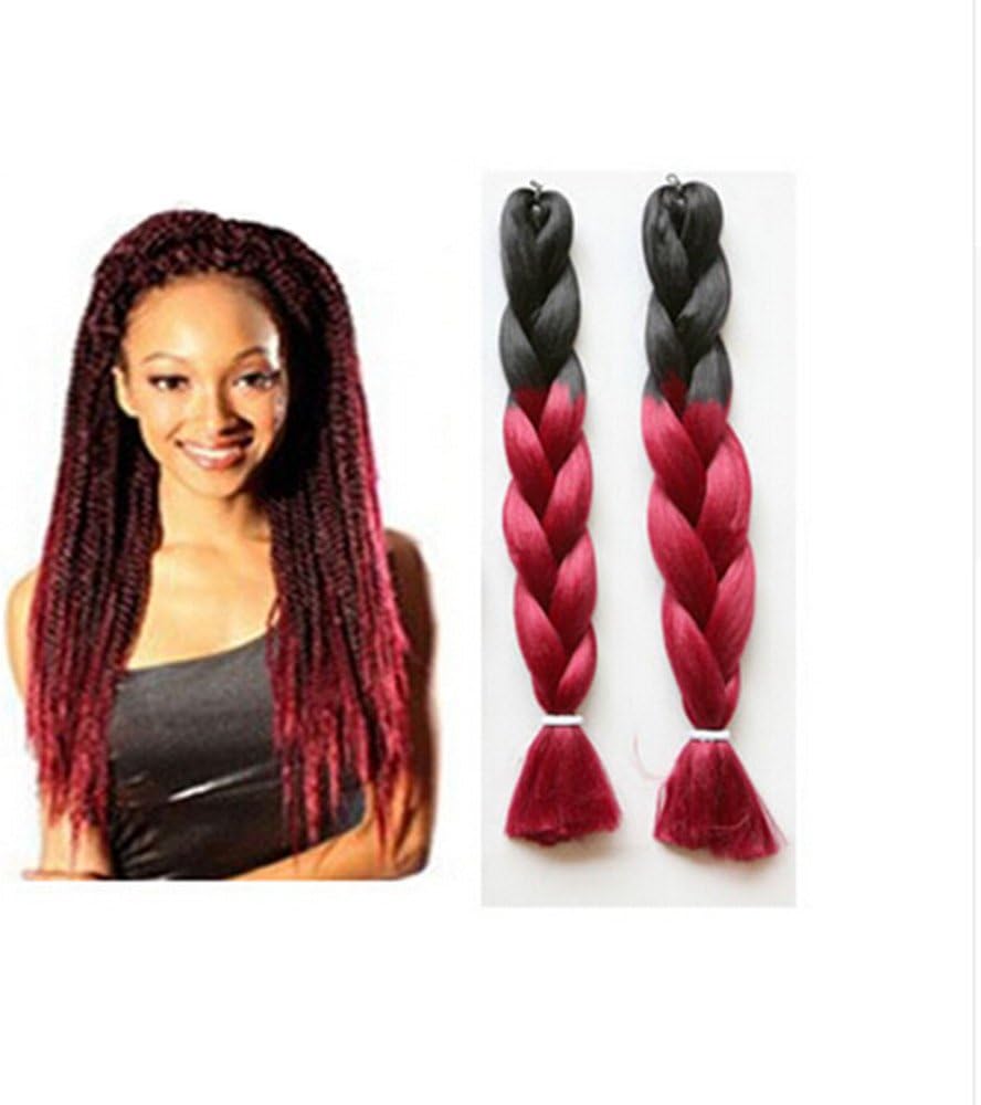 Instylehair 1pc 24inch 100g Ombre Two Tone Colored Kanekalon Jumbo Braiding Hair (Color 2-1)