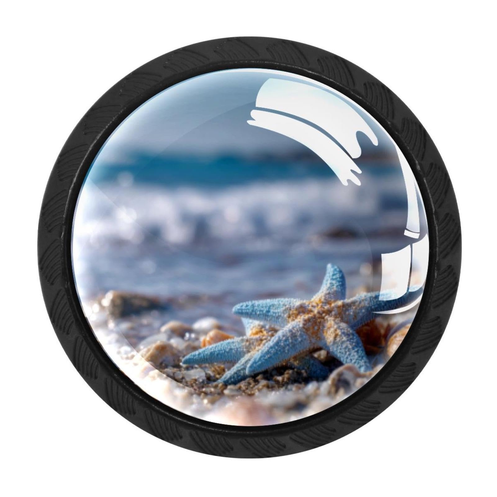 CHENZZZZ 4 Pack Ocean Beach Starfish Seashell Blue Skyli (1) Kitchen Cabinet Knobs Drawer Knobs Door Dresser Handles for Personalized Gifts Great for Any Occasion