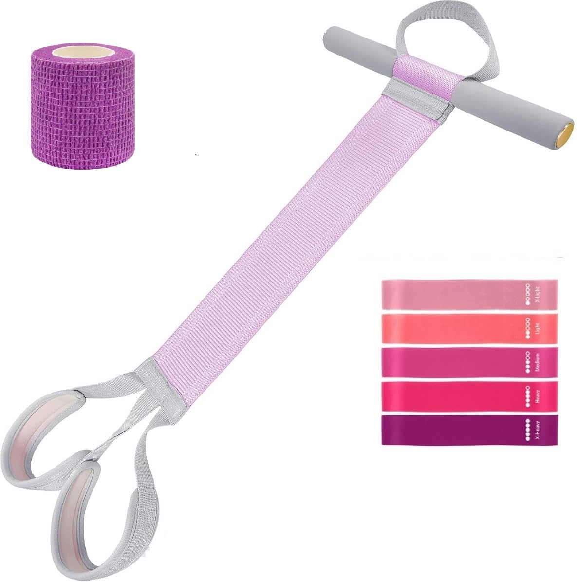 Fabric Resistance Band with Handles – Non-Slip Pedal Puller for Sit Ups & Full Body Strength Training, Portable Stretch Bands for Leg, Arm & Core, Workout Equipment for Women