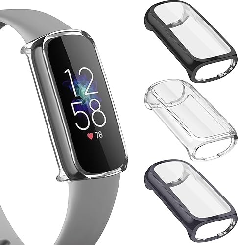 Miniatura 2 de Paquete de 3 bandas para Fitbit Luxe con funda protectora de pantalla correa de repuesto deportiva de silicona suave para Fitbit Luxe para mujer