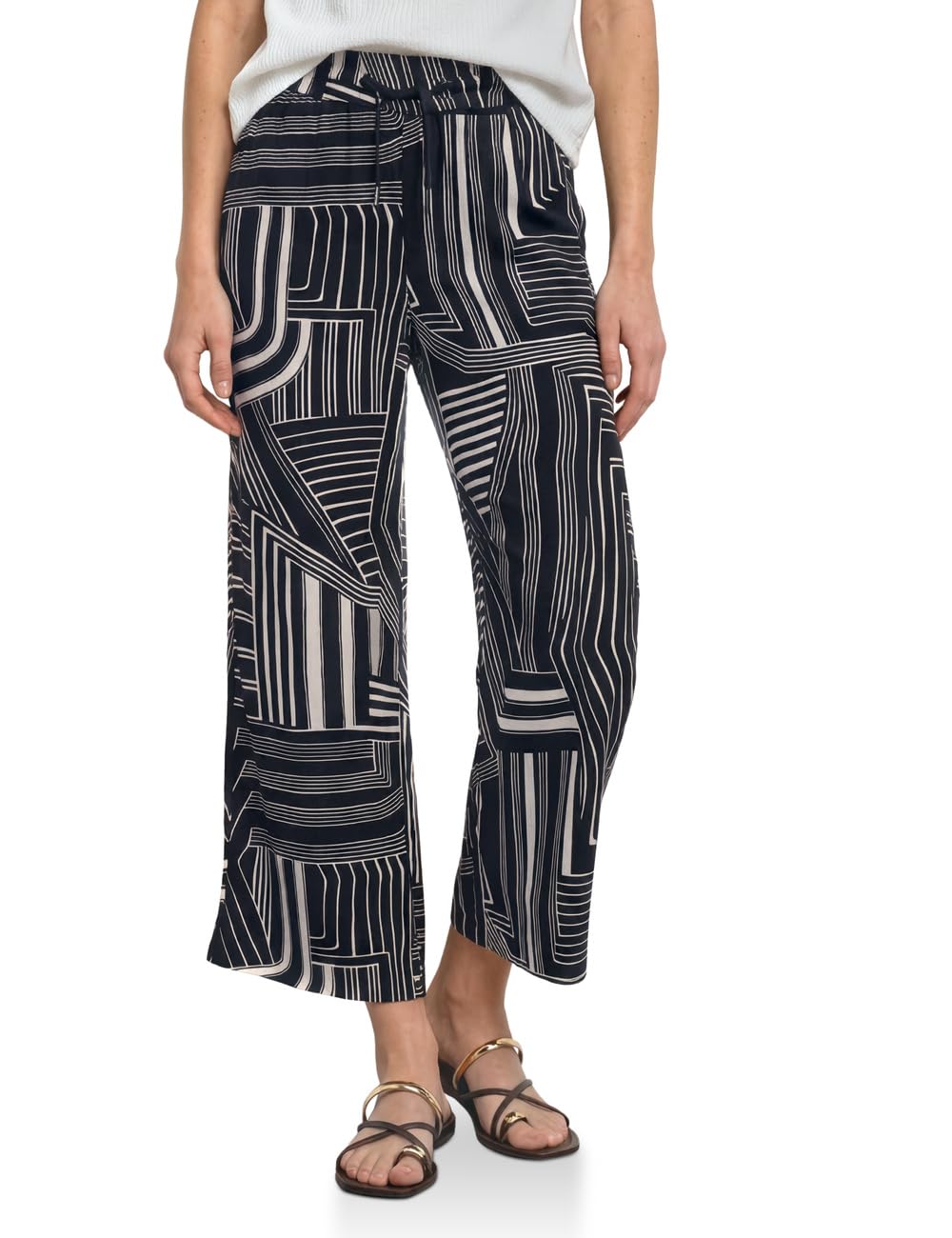 Street One High Waist Culotte with Pattern Darkest Blue 46