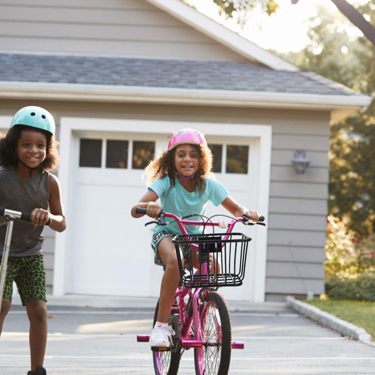 VICASKY Cesta delantera de hierro extraíble para bicicleta infantil, práctica y estable, cesta para manillar para bicicleta y scooter e inodoro