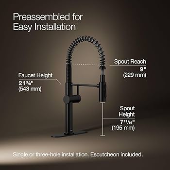 Amazon.com: KOHLER 22973-BL Crue High-Arc Kitchen Faucet with Pull