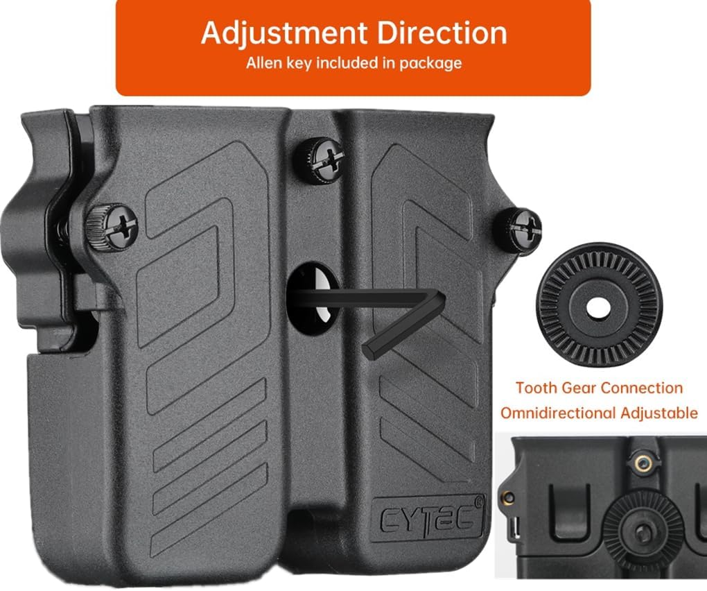 Universal Double Magazine Pouch Fit 9mm 10mm .40 .45 Caliber Dual & Single Stack Magazines, Black - Image 4