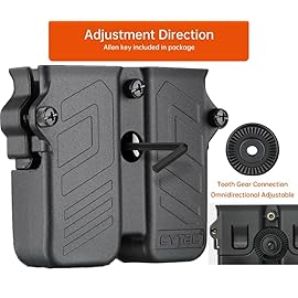 Double Magazine Pouch Fit 9mm 10mm .40 .45 Caliber Dual & Single Stack Magazines - Universal Mag Holder | Polymer Paddle Holster | Adjustable Size & Cant | Ambidextrous | Outside Waistband | Black
