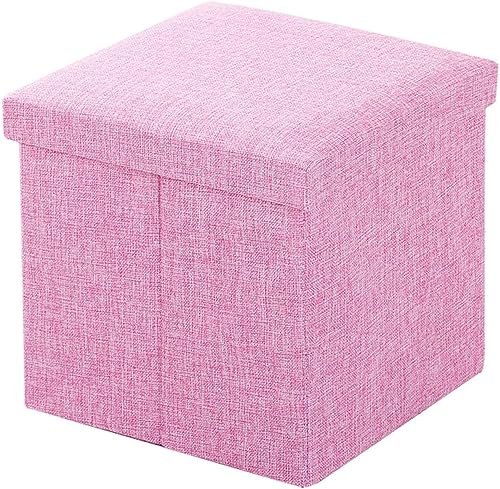 Folding Foot Stool Ottoman with Storage Cube Light Green 12x12x12 inch Ideal for Patio Bedroom and Hallway Space Saving Footrest Storage Box