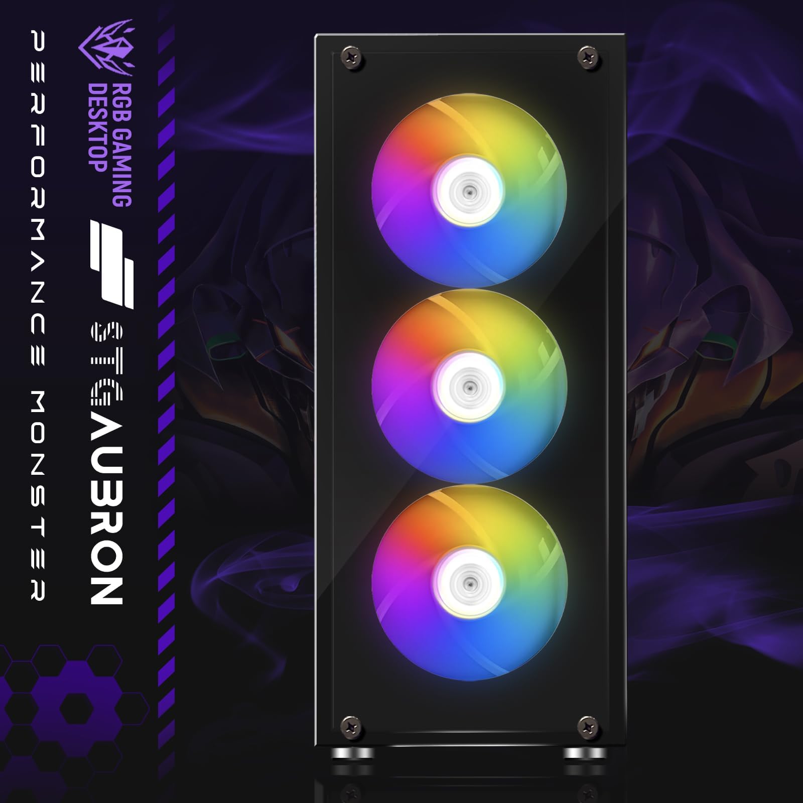 STGAubron Computer desktop per PC da gioco, GeForce RTX 2060 6G, AMD Ryzen 5 2600 fino a 3,9 G, 16G DDR4, 512G SSD, 600M WiFi, BT 5.0, ventola RGB x6, Windows 11 Home